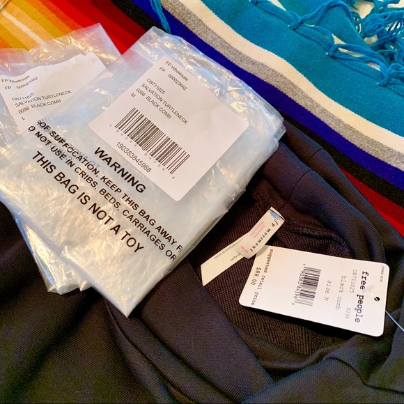 Free People Salvation Turtleneck Sweatshirt Black - Picture 7 of 8